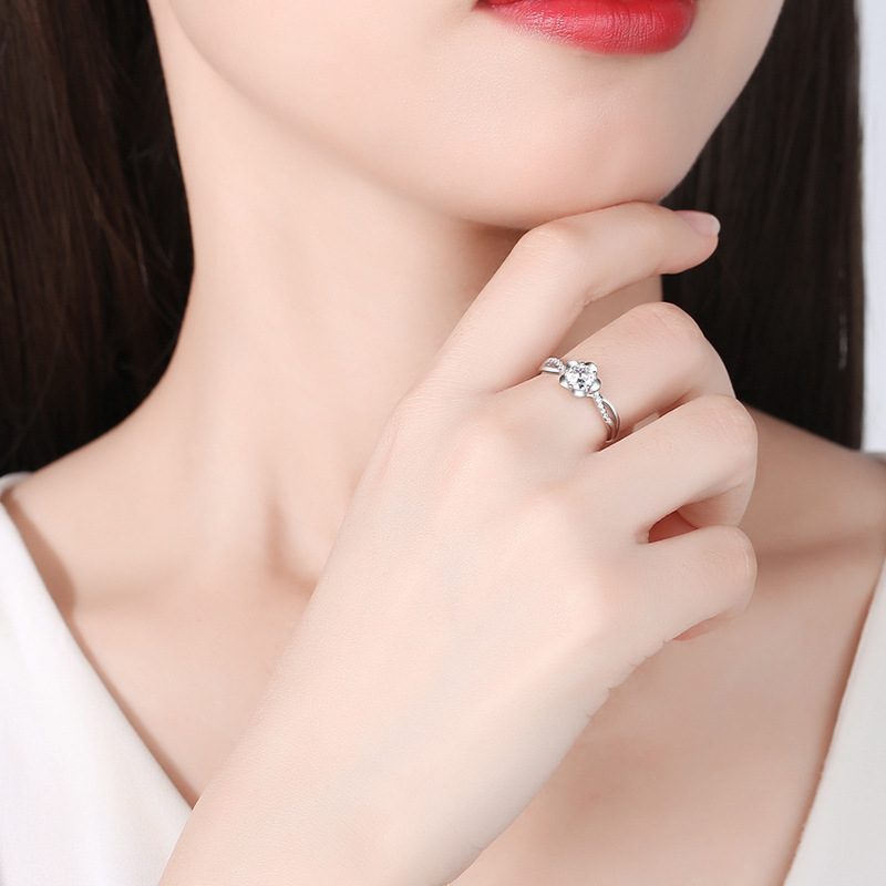 nhẫn bạc nữ đính đá cz hình bông hoa đào nhẫn bạc nữ đính đá cz hình bông hoa đào